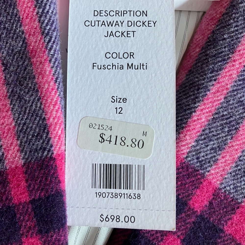 Veronica Beard Fuscia and Cream Plaid Blazer NWT - Picture 8 of 9